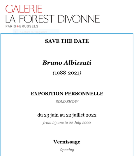 Galerie La Forest Divonne- exposition Bruno Albizzati -23 Juin au 22 Juillet 2022.