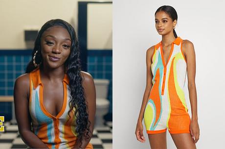 LOVESTRUCK HIGH : Chante’s Abstract Art Knit Sleeveless Intarsia Knitted Romper in S1E04 LOVESTRUCK HIGH : Chante’s Abstract Art Knit Sleeveless Intarsia Knitted Romper in S1E04