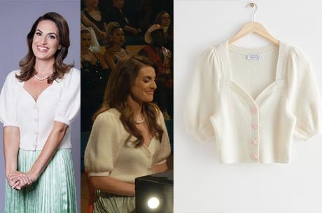 LOVESTRUCK HIGH : Miss Kelly’s short sleeves white cardigan in S1E06