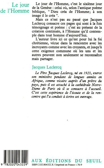 Préface livre Jacques Leclercq jour l'Homme
