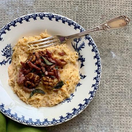 Carbonara de spaghettis de courge Carbonara de spaghettis de courge