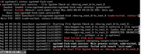 Failed to Start File System Check – Vcenter 7