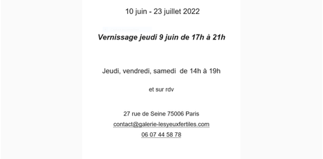 Galerie « Les yeux fertiles »  ART BRUT  10 Juin au 23 Juillet 2022.