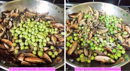 Tarte Vegan aux champignons, petits pois et épinards d'Asie Tarte Vegan aux champignons, petits pois et épinards d'Asie