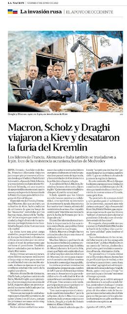 La visite du quatuor européen à Kyiv n’a pas échappé à la presse argentine [ici]