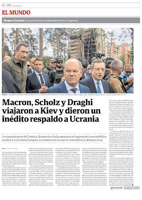 La visite du quatuor européen à Kyiv n’a pas échappé à la presse argentine [ici]