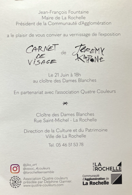 Cloître des Dames Blanches- La Rochelle –  » Carnet de visage » de Jeremy Kapone – le 21 Juin 2022.