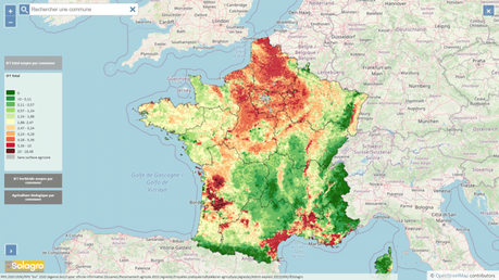 Carte de France de l’utilisation des pesticides