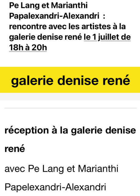 Galerie Denise René  à partir du 1er Juillet 2022.