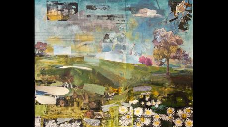 “Superpredator,” Karsten Creightney (Albuquerque), 2022, collage, silkscreen, watercolor, acrylic, oil and wax on canvas, 65.5x79.5 inches. (Courtesy of 516 ARTS) L’exposition 516 ARTS explore les définitions de la technologie