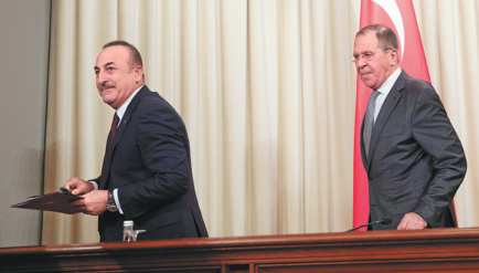 turkish foreign minister mevlut cavusoglu left and russian foreign