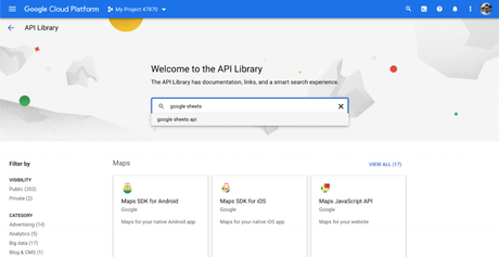 Guide d’intégration de l’API Google Sheets v4 Écran de recherche Google Sheets