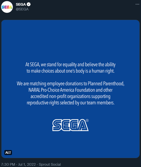 Plus de sociétés de jeux vidéo soutiennent l’avortement à la suite du renversement de Roe V. Wade, y compris Warner Bros. Games, Sega et Bethesda