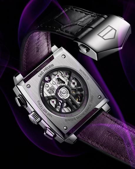 Dos de la TAG Heuer Monaco Purple Dial Edition Limitée