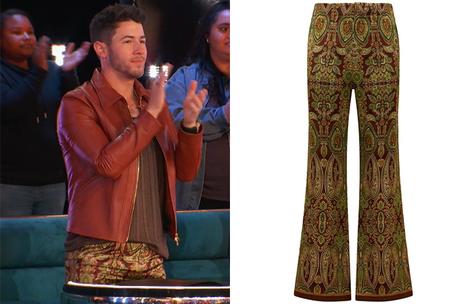 DANCING WITH MYSELF : Nick Jonas’s tapestry print trousers in S1E04