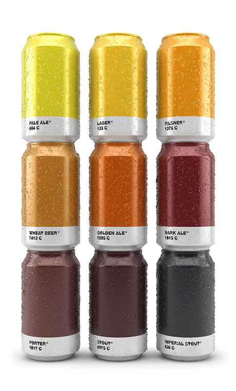 Astucieux : Des étiquettes de bière assorties aux couleurs Pantone correspondantes Astucieux : Des étiquettes de bière assorties aux couleurs Pantone correspondantes