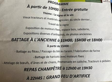 CHATILLON SUR CHER – le 24 Juillet 2022. 11me fête de la moisson.