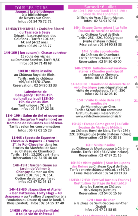 Val de Loire sud —- pour la semaine suivante : à partir du 16 Juillet au 23 Juillet 2022.