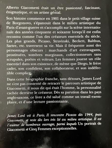 Un Livre – un film : GIACOMETTI – une biographie -une belle rencontre entre James Lord et Giacometti.