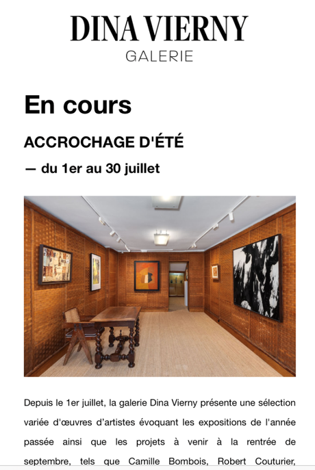 Galerie Dina Vierny – du 1er au 30 Juillet 2022.