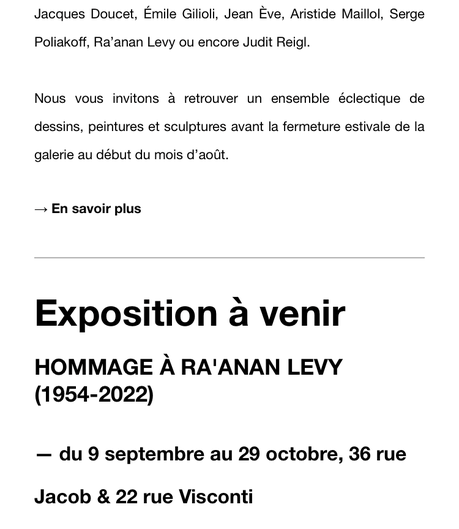 Galerie Dina Vierny – du 1er au 30 Juillet 2022.