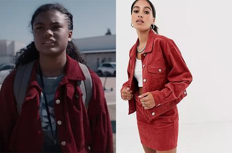 RESIDENT EVIL : Jade’s red corduroy jacket in S1E03 RESIDENT EVIL : Jade’s red corduroy jacket in S1E03