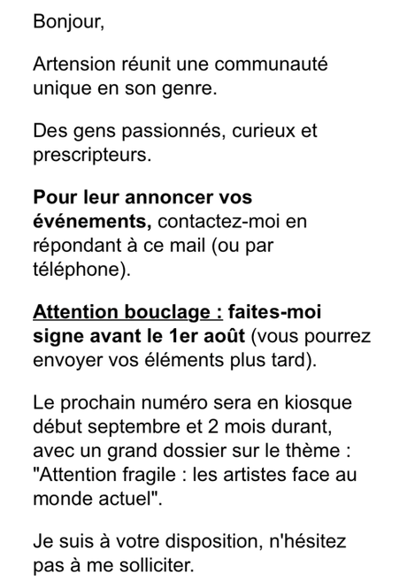 ArTENSION le prochain numéro :