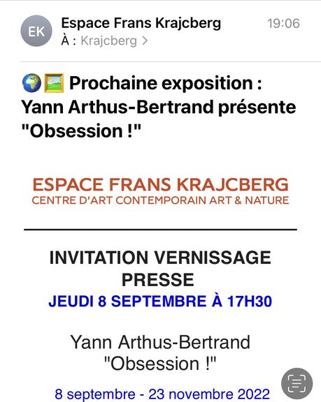 Espace Frans Krajcberg – exposition Yann Arthus-Bertrand  – « Obsession !  » à partir du 8 Septembre 2022.