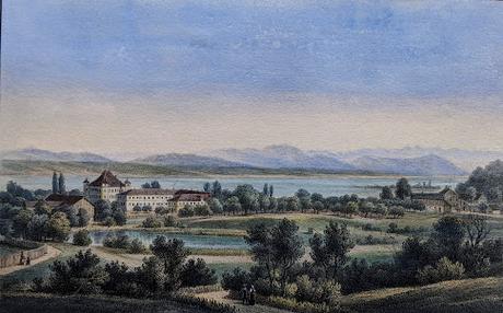 Gesamtansicht Possenhofen  1840— Vue générale de Possenhofen en 1840