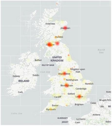 Bournemouth Echo : Les clients des services bancaires en ligne du TSB ont rencontré des problèmes dans tout le pays.  Image : Downdetector