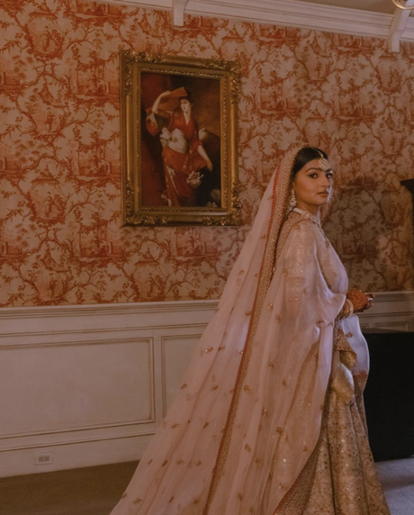 Portraits et photos accrocheurs de la semaine une mariée indienne contre une chambre tapissée