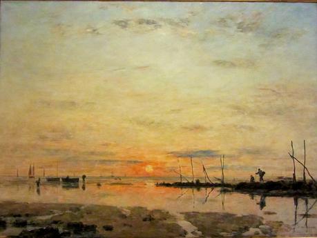 Eugène Boudin, Coucher de soleil à marée basse, huile sur toile, 115 x 160 cm