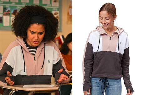 NEVER HAVE I EVER : Fabiola’s pink and grey hoodie in S3E01