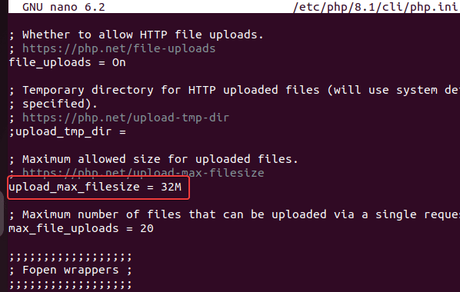 Télécharger la taille MAX PHP prestashop ubuntu 22.04