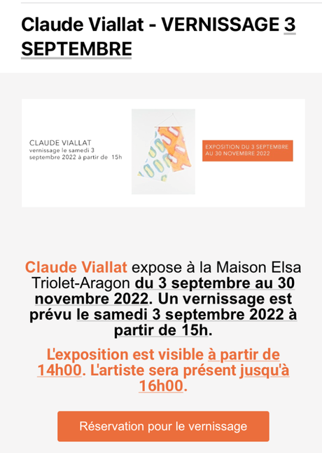 Maison Elsa Triolet-Aragon exposition Claude Viallat à partir du 3 Septembre 2022.