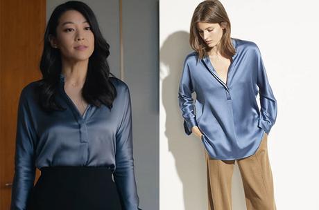 PLAN DE CARRIÈRE : la blouse bleue d’Ingrid Yun dans le premier épisode