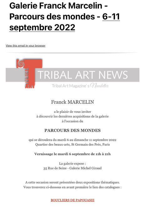 Galerie Franck Marcellin – Parcours des mondes 2022 – 6/11 Septembre 2022.