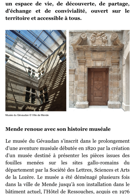 Musée du Gévaudan -ouverture le 18 Octobre 2022.