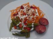 Salade croquante carotte haricots verts sauce feta
