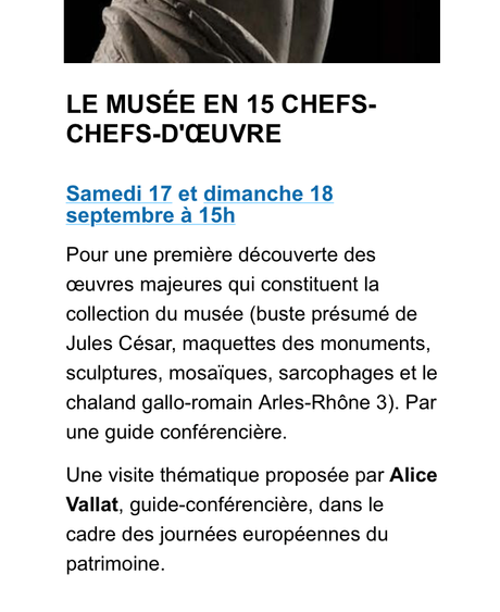 Musée departemental d’Arles – journées du Patrimoine- 17/18 Septembre 2022.