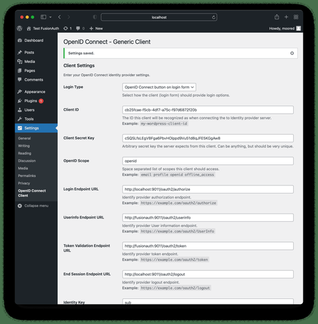 Configuration finale du plug-in.