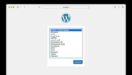 Choisir une langue pour l'installation de WordPress.