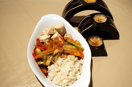 Recette du jour : Poulet sauce aigre-douce, légumes vapeur et riz