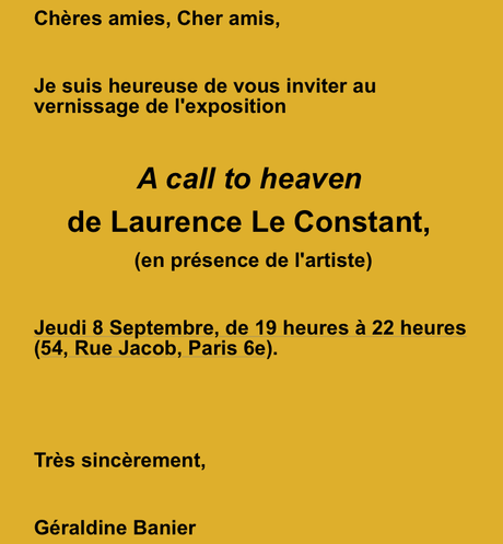 Galerie Géraldine Banier – Laurence Le Constant – à partir du 8 Septembre 2022.