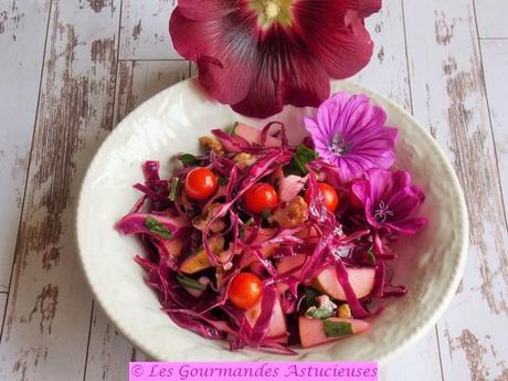 Salade de chou rouge, pommes et noix (Vegan)