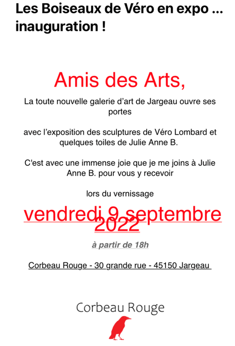 Galerie Julie Anne B.  Exposition Véro Lombard 9/24 Septembre 2022. à Jargeau (45)