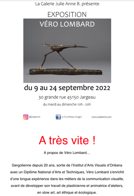 Galerie Julie Anne B.  Exposition Véro Lombard 9/24 Septembre 2022. à Jargeau (45)