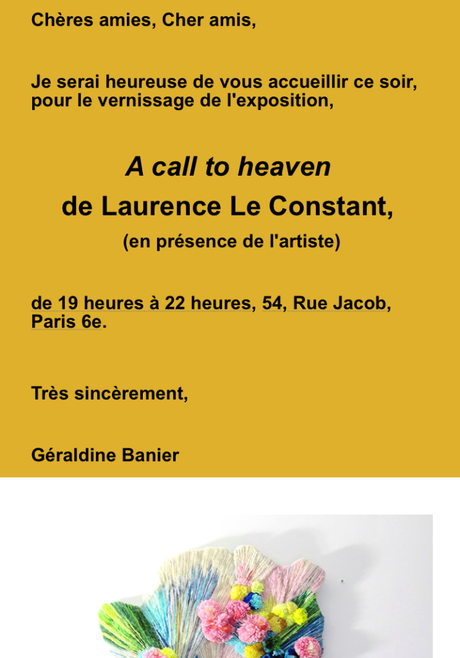 Galerie Géraldine Banier – Solo show de Laurence le Constant –  ce soir le 8 Septembre 2022.