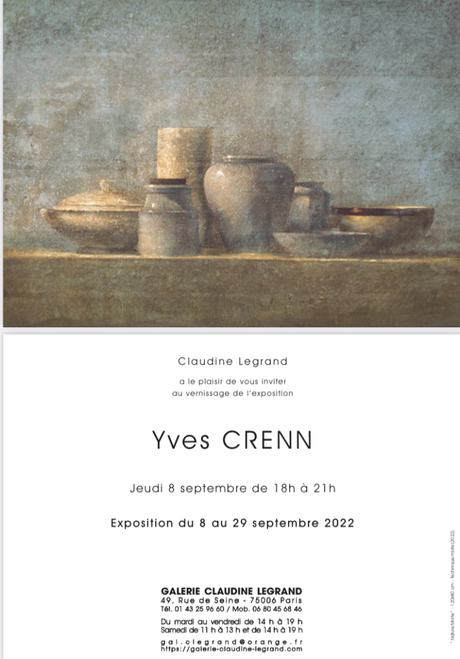 Galerie Claudine Legrand   exposition Yves Crenn (8/29 Septembre 2022)