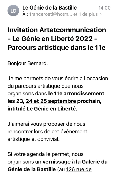 « Le Génie en Liberté 2022. Paris 11 – 23/24/25 Septembre 2022.